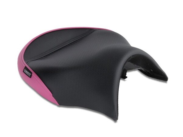 World Sport Performance Plus Motorcycle Seat for the Can-Am Ryker with Pink Color Accents.
